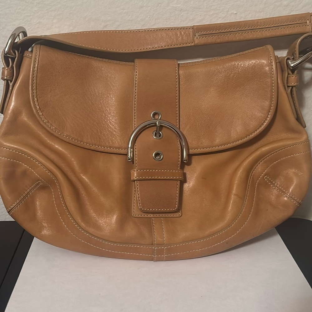 Leather coach shoulder bag